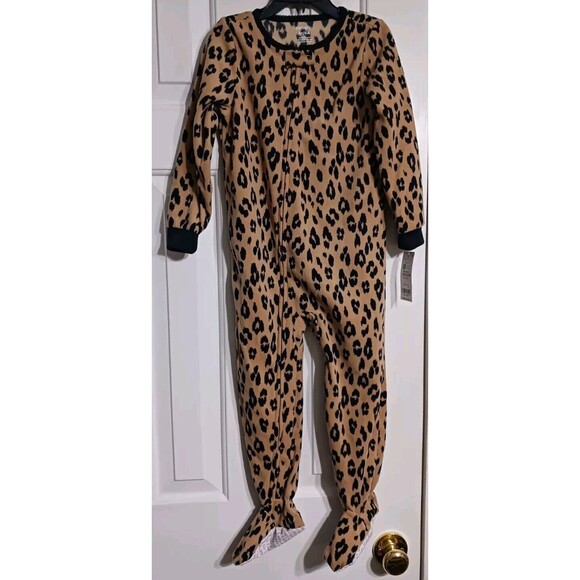 NWT Girls Carter's Footed Leopard Print Sleeper Pajamas Size 4T - Picture 1 of 6